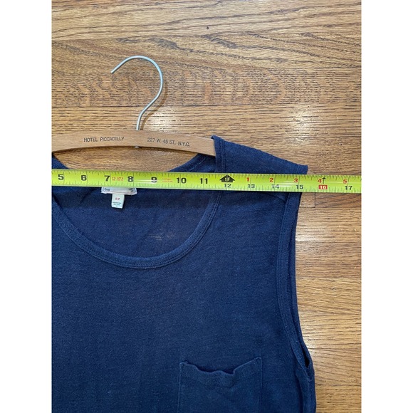 Gap 100% Linen Sleeveless Maxi Dress Size Small Petite Navy Blue Drawstring - Picture 9 of 12